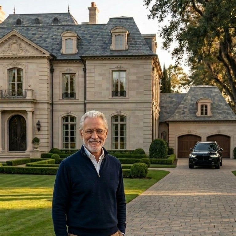 Henri Meurnicé standing in front of his estate